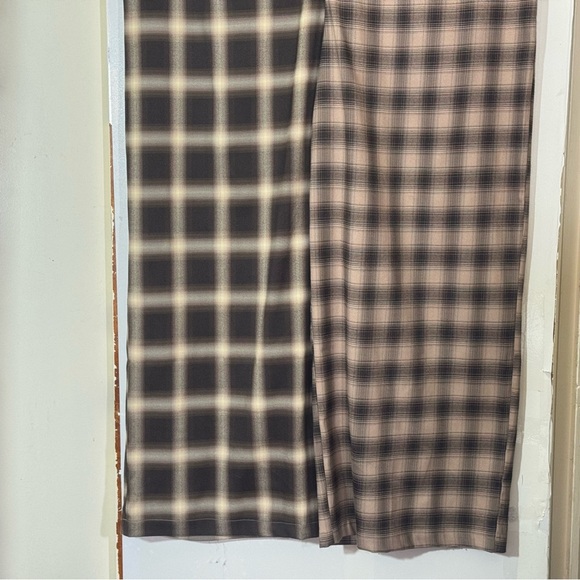 New BP. Plaid Mix Wide Legs Pants in Brown Ombré Plaid Combo - Picture 5 of 14